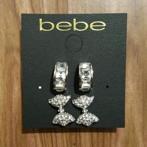 bebe BOW AND HUGGIE STUD SET
